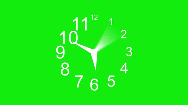 Stylized clock face showing time passing with blurred hands and scattered numbers animation