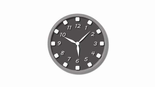 Simple wall clock with numbers isolated animation