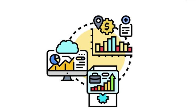 Digital dashboard operations involving data analysis, cloud computing, and business management tools for optimizing financial growth and operational efficiency