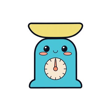 Cute Kawaii Countertop Kitchen Scale Clipart, Analog Food Weighing Scale Illustration