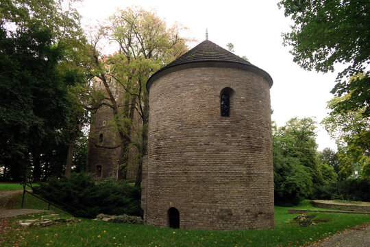 Cieszyn, Poland.  St. Nicholas' Rotunda (Polish:Rotunda św. Mikołaja w Cieszynie) is the only Romanesque rotunda in Poland preserved with its nave vault.