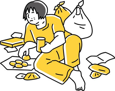室内でだらだらしている男性ニート