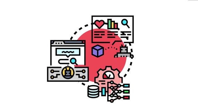 System analyzing data points and performing machine learning to optimize strategies and improve overall business performance and digital innovation
