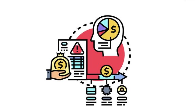 Financial analysis data, a hand holding money, and thought processes on a pie chart illustrate the comprehensive evaluation of a company's ability to meet its financial obligations