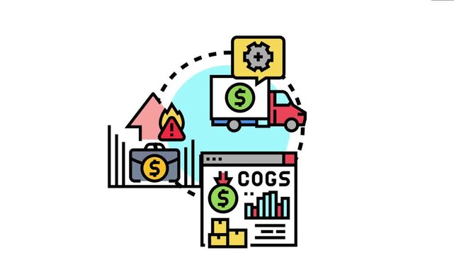 Business process icon the analysis of revenue, production costs, supply chain, and expenses, aiming to optimize financial performance and maximize profit