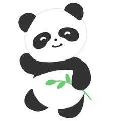 Cute cartoon panda holding bamboo © illustATAM