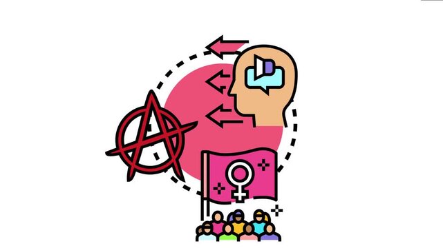 Anarchism political movement concept with people gathering, communicating ideals, and symbolizing a desire for freedom through collective action