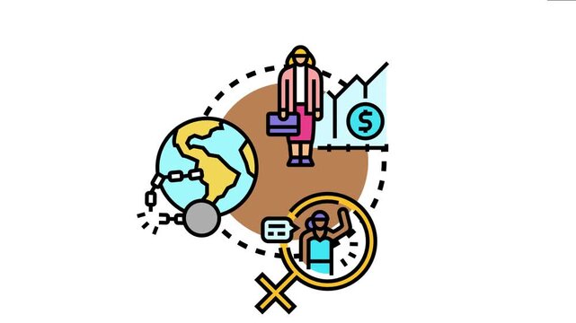 Anarchist ideology concept illustrates freedom from various forms of societal oppression including economic constraints, global interconnectedness, and gender inequality, fostering individual agency