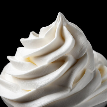 Swirl of Greek yogurt isolated on black background with clipping path, presenting concept of healthy fitness nutrition