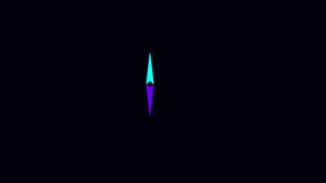Minimalist rotating compass needle animation on dark 4k background, for navigation and, directional concepts