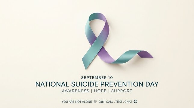Awareness ribbon for National Suicide Prevention Day with teal and purple gradient design