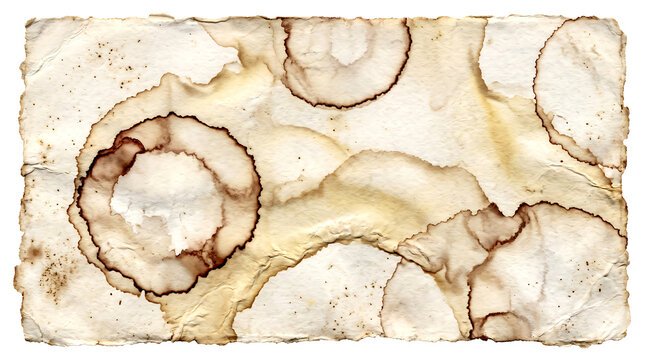 Fossil bones illustration on aged parchment with water stains and natural wear marks