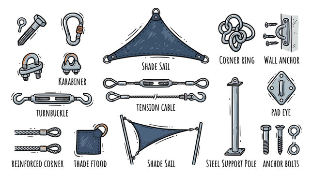 Outdoor Shade Structure Hardware and Components