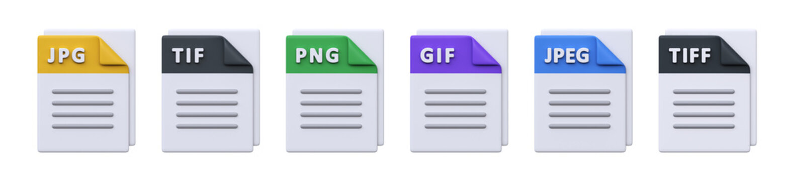 3D Image File Format Icons Set