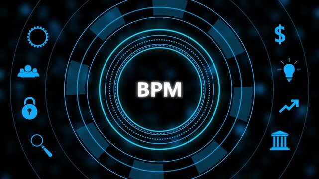 Business process management bpm concept with digital hud interface and corporate