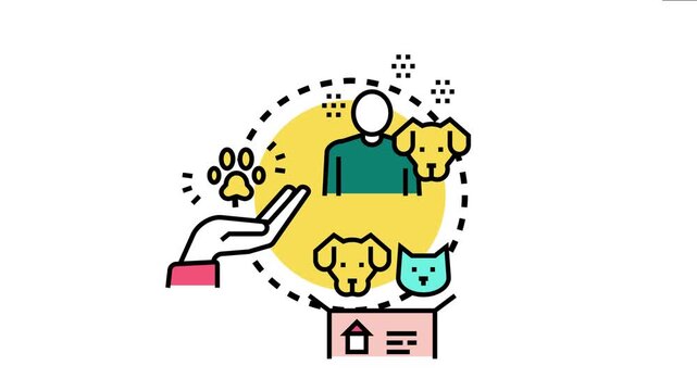 Person and pets the concept of animal welfare, support, and adoption for stray animals needing shelter and protection