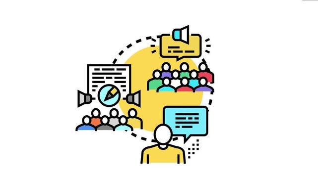 People communicating a public message, sharing data and analytical reasoning with a diverse audience, focusing on transparency and open discussion