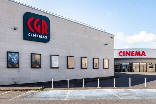 Cherbourg, France - July 21, 2026: Entrance of the CGR Cherbourg movie theater, part of the "CGR Cinemas" (Circuit Georges Raymond) cinema chain, founded by Georges Raymond in 1966.
