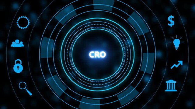 Cro conversion rate optimization concept with digital hud interface and business digital marketing business growth