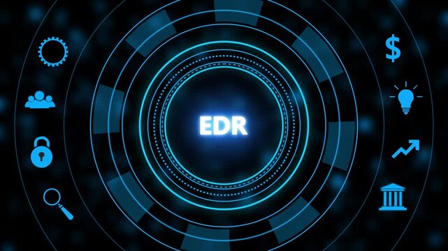 Edr endpoint detection and response cyber security concept with digital hud interface and network cybersecurity