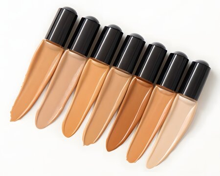 Liquid foundation makeup samples in skin tones illustration