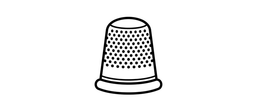 Isolated sewing thimble line art on transparent background