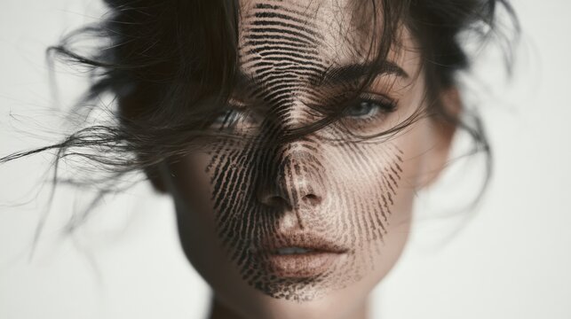 Face with fingerprint pattern