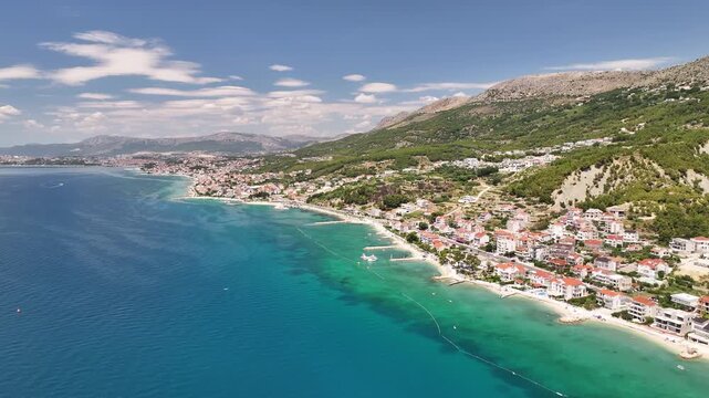 Wide Coastal View From Split To Podstrana Along The Adriatic, Croatia