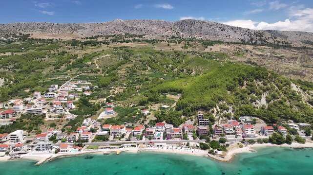 Panoramic View Of Podstrana And Its Adriatic Coastline, Croatia