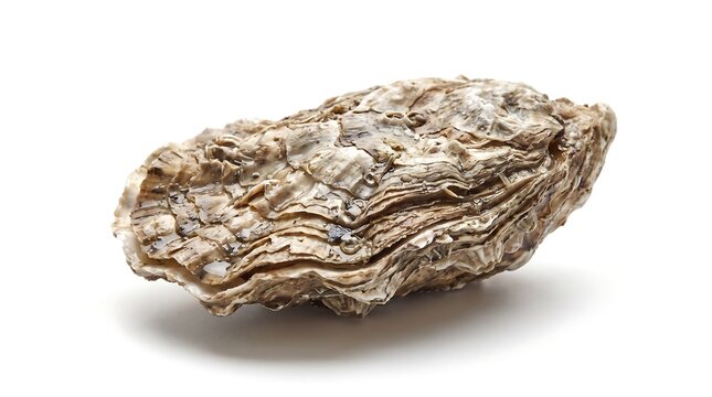 A single raw oyster shell isolated on a white background.