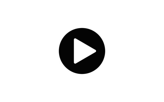 Play button icon with a white background simple circular design