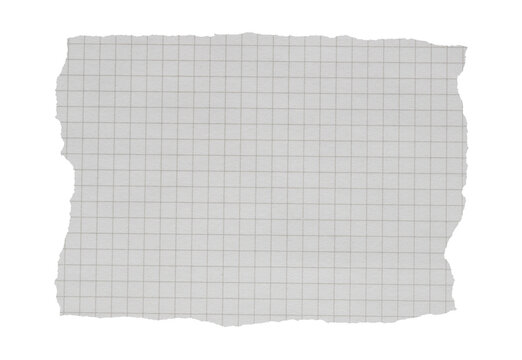 isolated torn piece of grey grid math paper
