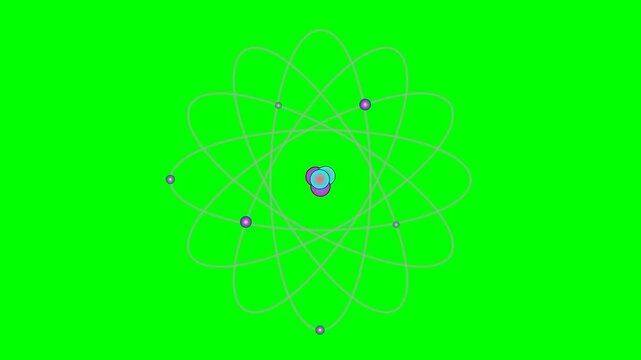 Abstract Atom Nucleus Orbiting Electrons Motion Graphics