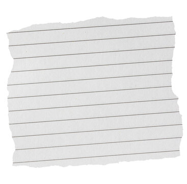 isolated torn piece of lined notebook paper