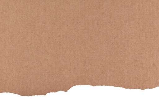 isolated torn brown kraft cardboard paper edge texture