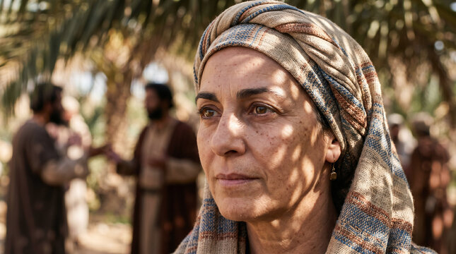 Deborah the prophetess judging Israel. Sitting in wisdom under the massive Palm of Deborah in the hill country