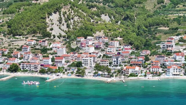 Mediterranean Houses And Seafront Along The Podstrana Coast, Croatia