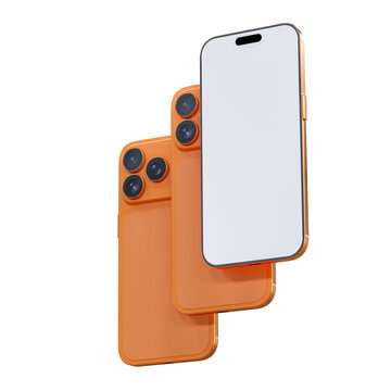 Realistic 3D smartphone mockup devices display showing, with a blank screen and clean isolated composition for app design, branding, ads, digital product, website, gadget, digital presentations