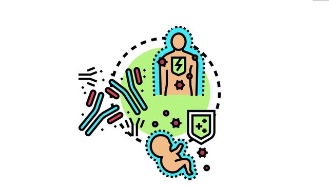 Antibody supply showing a healthy immune system providing protection and immunity against viruses and infections for both adults and babies