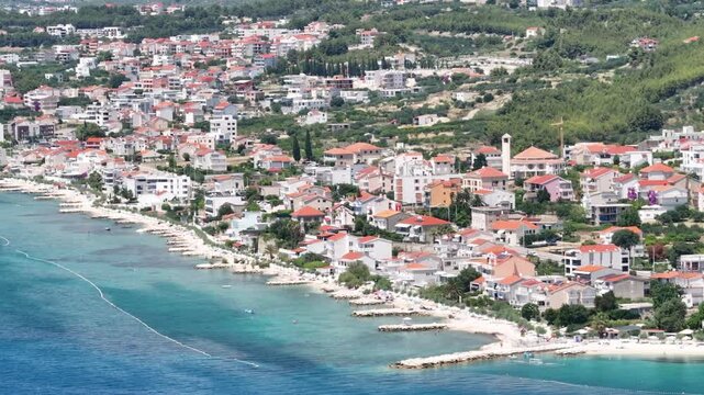 Podstrana Coastal Town, Adriatic Sea And Historic Church, Croatia