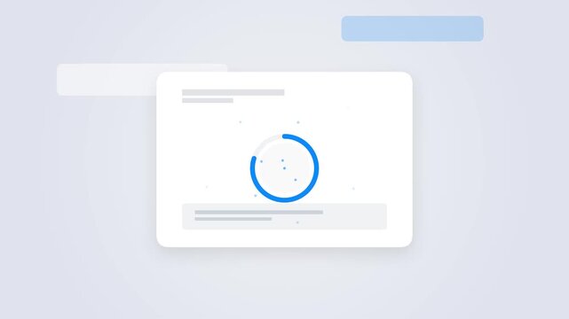 Abstract user interface loading animation showing a smooth circular progress indicator within a digital application window for data processing