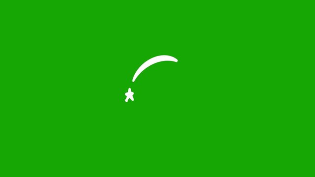 Comic dizzy spinning animation with white stars and curved motion marks on a green screen, ideal for dizziness, confusion, disorientation, cartoon reactions, comedy scenes, and visual effects