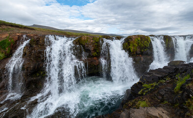 Kolufossar Waterfall Cascades in Iceland © vadiml