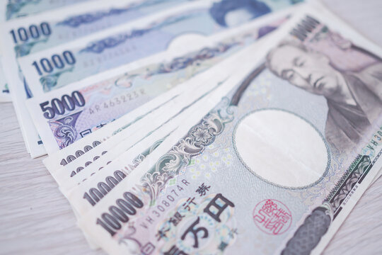 Japanese Yen money. close up of the Japanese yen. currency of Japan that is used to change, buy, sell, accumulate, invest, financial, exchange rate, value, accounting, international exchange