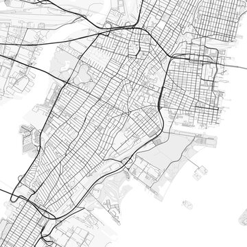 Jersey City Map. Minimalist black and white line art poster for printing, wallpaper, wall art, and map resources for home and office decor