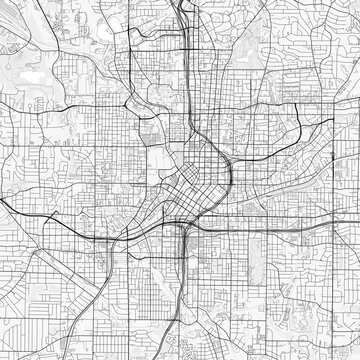 Atlanta City Map. Minimalist black and white line art poster for printing, wallpaper, wall art, and map resources for home and office decor