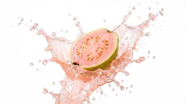 Fresh guava juice splash with fruit slice