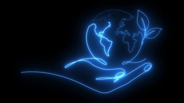Digital blue earth rotating, Business scientific global network, animation digital grid data communication. 3d world animate social future technology background Concept
