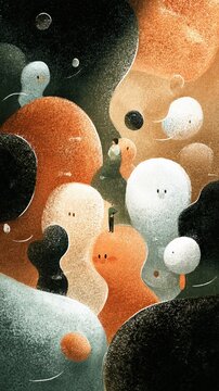 Abstract Artistic Illustration of Floating Spheres with Diverse Sizes and Colors in a Dreamlike Space