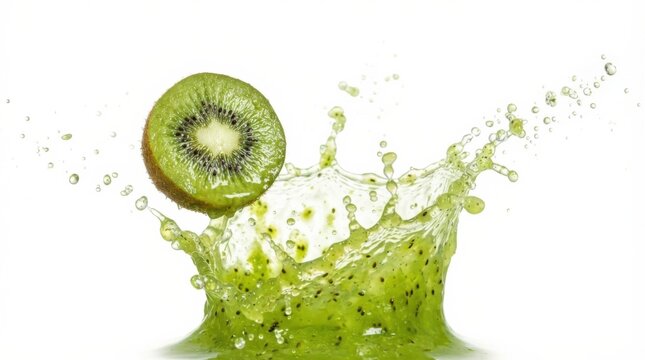 Fresh kiwi fruit slices with juice splash